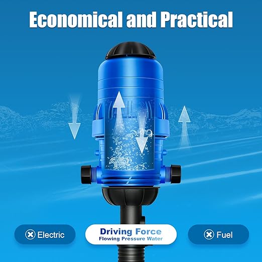 JAYGOVAN 0.4%~4% Adjustable Fertilizer Injector Water Powered Chemical Liquid Doser Dispenser 4.4~660.43 Gallons/h Drip Irrigation Injector Dosing Pump Water Powered Liquid Dispenser