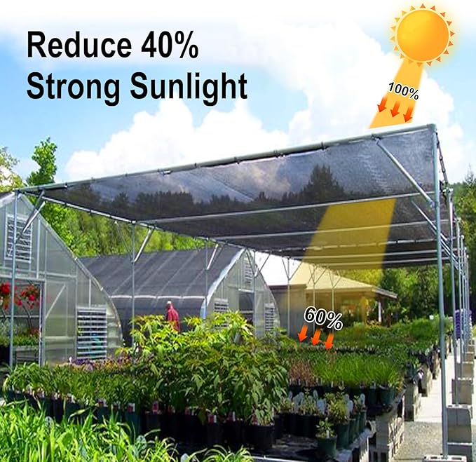 LOVE STORY 10x12FT 40% Black Shade Cloth Sun Shade Net UV Resistant Mesh Tarp Plant Cover Sunblock Net for Garden,Greenhouse,Vegetables,Flowers
