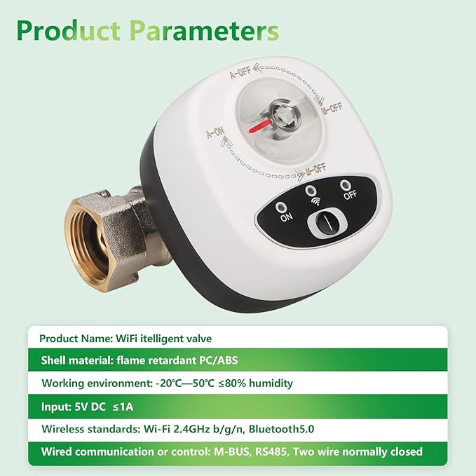 Wengart Smart Valve,USB5VDC,3/4‘’ eWeLink App,2.4GHZ,Control the Opening and Closing of Water Valves and Electric Gas Valves,Compatible with Alexa and Google Assistant