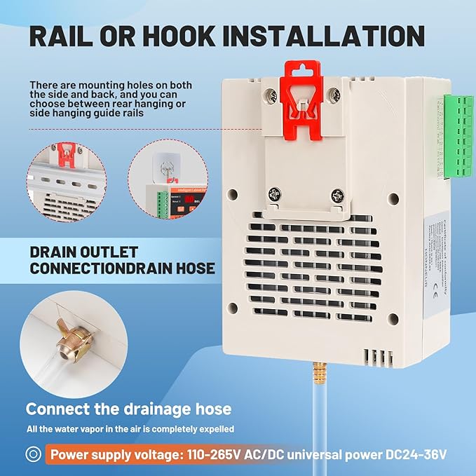Fully automatic mini dehumidifier and constant humidity device 60W - suitable for distribution cabinets, planting tents, etc. (DC110~220V) (DC24~36V) (AC/DC110~220V)