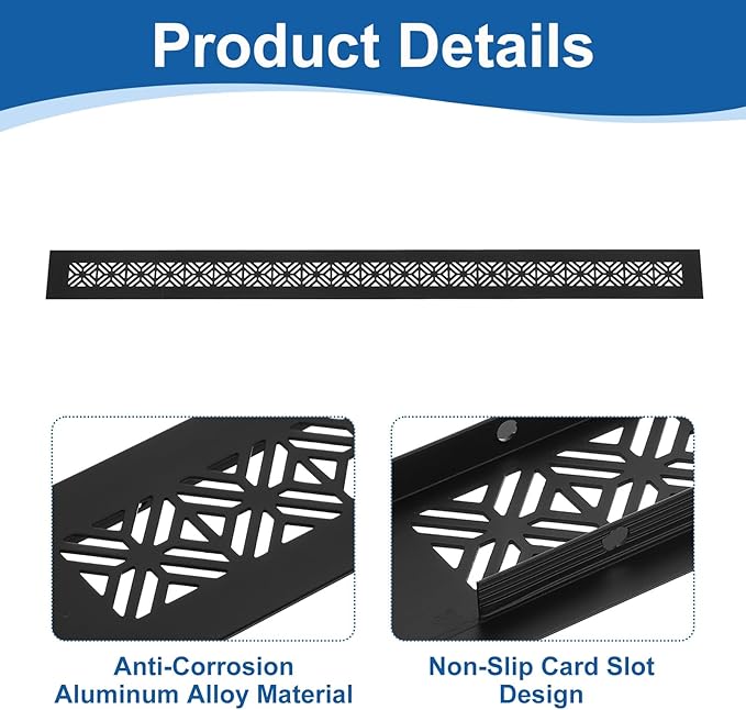 uxcell Aluminum Alloy Air Vents, 600 x 50mm / 23.6 x 2" Rectangle Louvered Ventilation Grille Cover with Mounting Screws for Door Cabinet Wardrobe, Matt Black