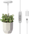LORDEM Grow Light, Full Spectrum LED Plant Light for Indoor Plants, Height Adjustable Growing Lamp with Auto On/Off Timer 4/8/12H, 4 Dimmable Brightness, Ideal for Small Plants
