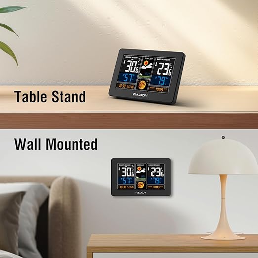 Raddy N75 Wi-Fi Weather Station with App Control, 7.5" Color Display Indoor Outdoor Thermometer, Accurate Weather Forecast, Network Time, Frost Alert, Adjustable Backlight for Home Use