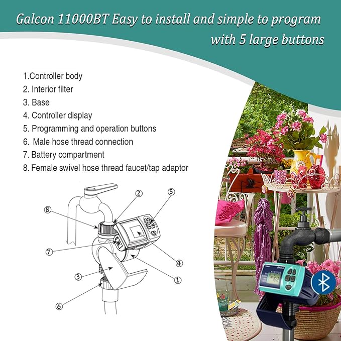 Galcon 11000 Series Hose Timers Irrigation Controller for Watering Balcony & Small Garden