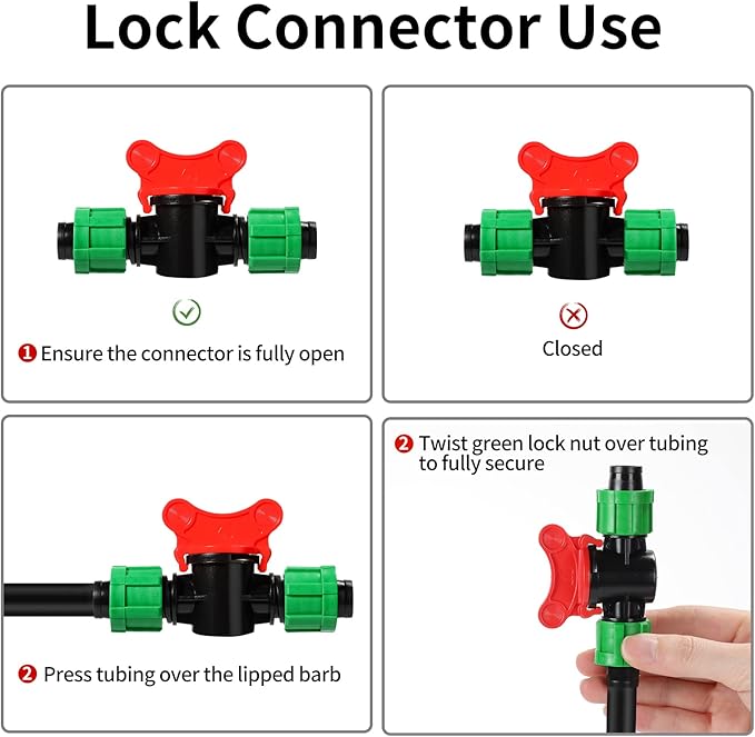 Tondiamo Drip Irrigation Shut off Valve 1/2 Inch Universal Drip Irrigation Tubing Coupling Valve Connector Locking Fitting Compatible with 16 to 17 mm Drip Tape Tubing Sprinkler System (12 Pieces)