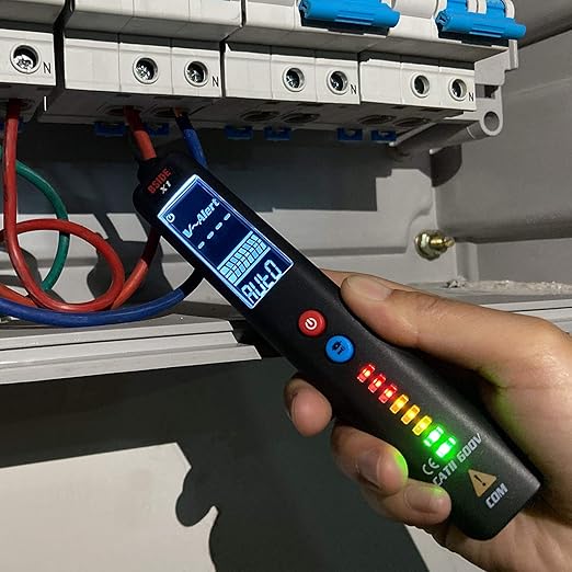 BSIDE Multimeter & Voltage Tester Kit, Rechargeable Color LCD EMF Detector and EBTN Display AC Voltage Detector Combo Electrical Test Kit, Black, Rechargeable S20