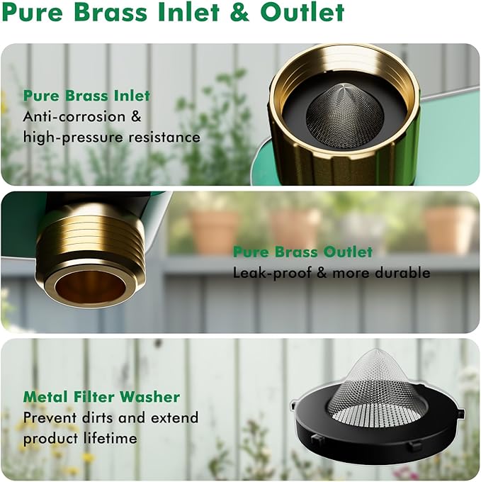 RESTMO Brass Inlet & Outlet Smart Sprinkler Hose Timer with Flow Meter, Water Timer for Garden Hose with APP Remote Control (RF Hub & 2.4GHz WiFi Connection), Automatic Drip Irrigation System for Lawn