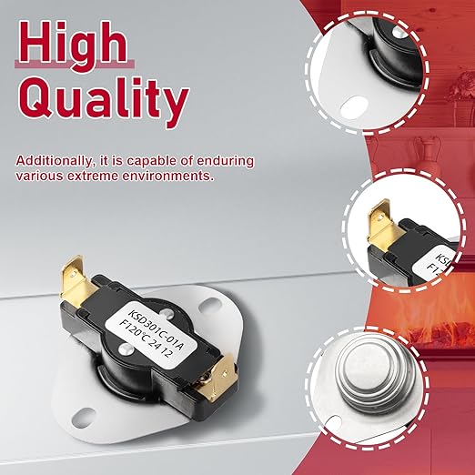 Thermal Switch Thermostat Control, 120°F ON and 105°F Off, Snap Disc Thermostat Switch for Fireplace Blower Fans, Wood Stove Fans,Wall & Floor Furnaces,RV Refrigerator Cooling Fan, Solar Water Heater