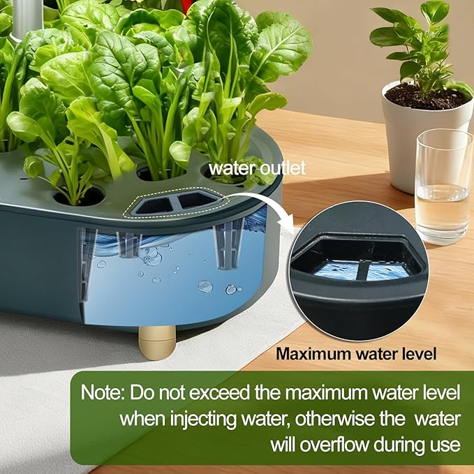 Indoor Garden Hydroponics Growing System12 Pods Plant Germination Kit Aeroponic Herb Vegetable Growth Lamp Countertop with LED Grow Light Smart Water Pump Automatic Timer (Blackish-Green)