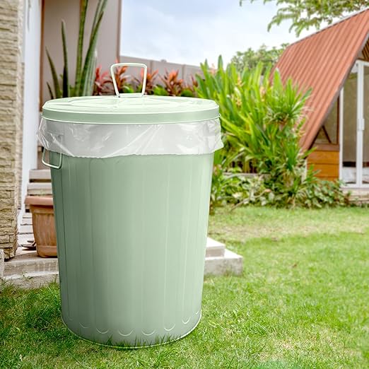 Plexon 20 Gallon Metal Trash Can with Lid Outdoor Large Trash Bin Steel Garbage Can for Garage Patio Farmhouse Bucket Bird Seed Storage Can Heavy Duty Round Container, Green