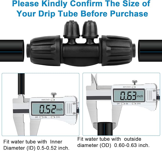 23PCs 1/2 Drip Irrigation Fittings for 1/2 & 1/4 Inch Tubing- Drip Irrigation Parts with 1/4 Reducer Connectors, 3/4 Garden Hose Adapters, Straight Tees, Couplings, Elbows,Valves, End Caps