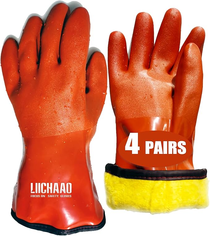 LIICHAAO(1-4 Pairs Insulated&Waterproof,Chemical & Oil Resistant, Freezer Work,Warm Gloves,Non-Slip,Ultra Flexible