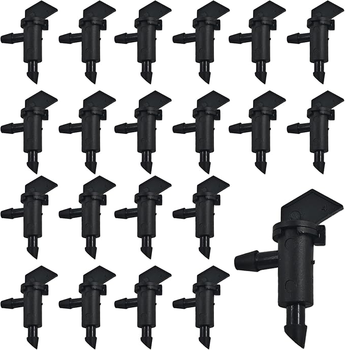 80Pcs 1GPH Drip Emitter Garden Flag Irrigation Drippers, 4L/H Sprinkler System Parts for 4/7mm Tubing, Adjustable Flow for Trees, Shrubs, Lawn, Vegetable Gardens, Black