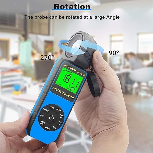 Digital Light Meter, Luxmeter Illuminance Light Meter Measure Lights 0.01~400,000 Lux (0.01~40,000 FC) Foot Candles Luxmeter with 270º Rotated Sensor for Plants LED Lights Indoor Outdoor Light Tester