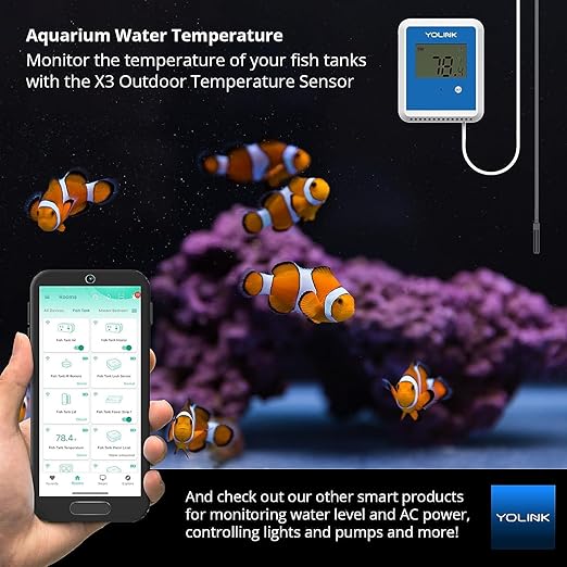 YoLink Smart X3 Version Outdoor Temperature Data Logger with Probe, Thermometer, 1/4 Mile Range, 5+ Years Battery Life, Emails, Text, App Alerts, Alexa, IFTTT. Pool, Hot Tub, Fish Tank. Hub Included!