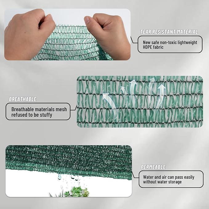LOVE STORY 8x20FT 55% Dark Green Shade Cloth Sun Shade Net with Grommets Sunblock Net Mesh Tarp for Garden,Plants Cover,Greenhouse and Patio