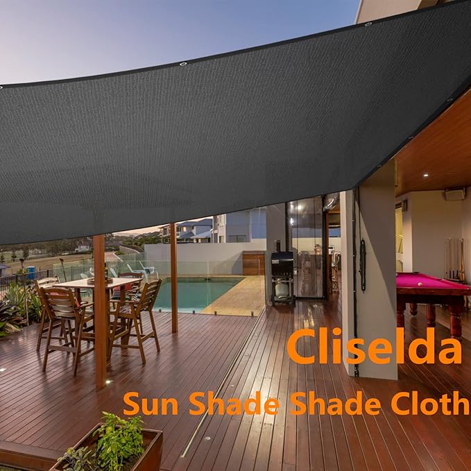 Cliselda 70%-80% Black Shade Cloth for Patio, 6 x 20ft UV Resistant Sun Shade Mesh Net with Grommets, Mesh Tarp Plant Shade Cover for Plants Garden Greenhouse Backyard Outdoor