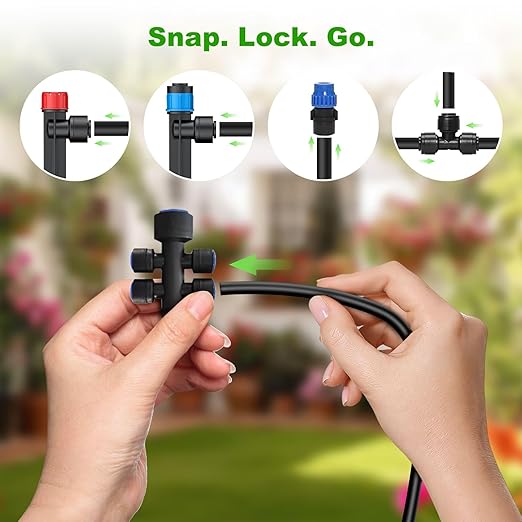 Compact Programmable Solar Automatic Plant Waterer Kit Work with Indoor Outdoor,Self Watering Drip Irrigation Pump Indoor/Outdoor Vacation Free (236 FT (36FT Main Tube+200FT Distribution Tube) Kit)
