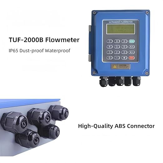 Ultrasonic Water Flow Meter, TUF-2000B Digital Water Liquid Flowmeter Tester, TS-2 TM-1 Ultrasonic Clamp-on Transducers Sensors, LCD Display IP68 Protection for Pipe DN15-700mm