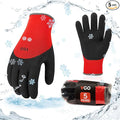 Vgo... 5-Pairs Freezer Winter Work Gloves, Double Lining Rubber Latex Coated for Outdoor Heavy Duty Work (Size L, Red, RB6032)