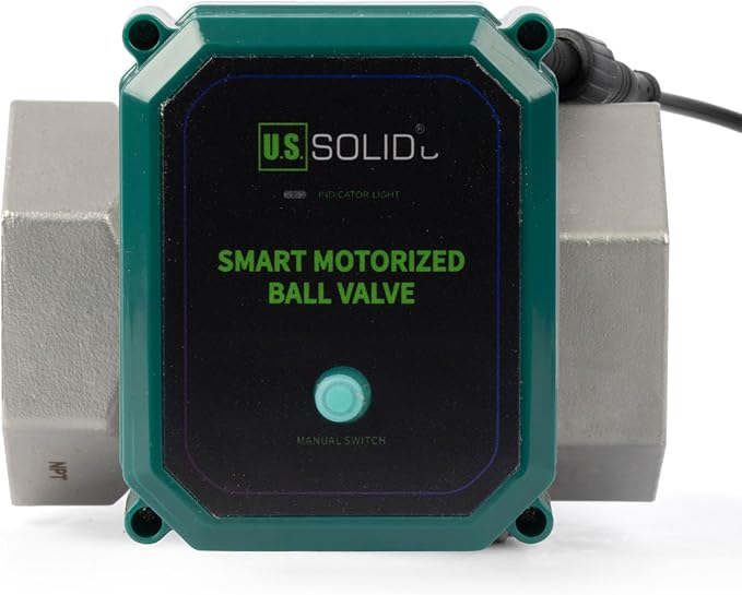 U.S. Solid 2" Smart Motorized Ball Valve - Remote App Mobile Control NSF Certified 304SS Electrical Ball Valve with Manual Switch, 5V DC USB Connection