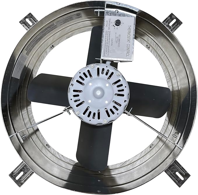 iLiving ILG8G14-12T Automatic Gable Mount Attic Ventilator Fan with Adjustable Thermostat, 2.85 Amp, 2339 CFM, Single-Speed | Automatic, 2339 CFM, 3.10 Amp, Single-Speed