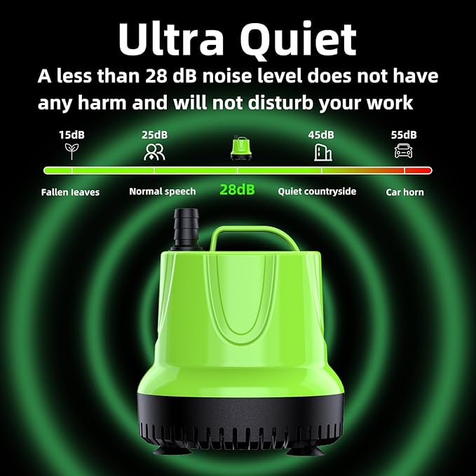 FREESEA Fountain Submersible Water Pump: 160 GPH 12W Small Sump Pump for Outdoor Pond Hydroponic Statuary Waterfall Aquarium Fish Tank
