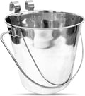 1 Gallon Stainless Steel Bucket - Heavy Duty Flat-Side Metal Bucket for Pets & Livestock Feeding - Rust Resistant Water Bucket with Hooks for Kennels, Cages, Crates & Fences - 4 Quart