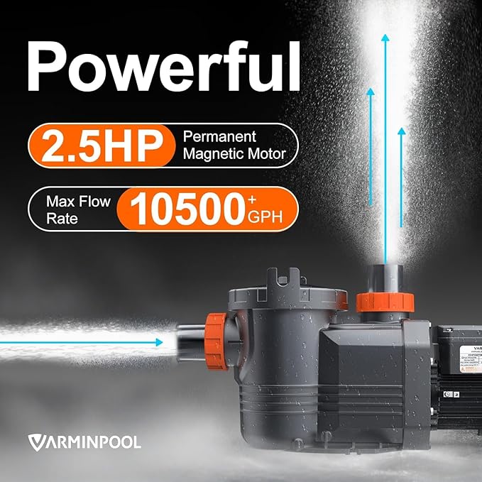 Variable Speed Pool Pump Inground, 2.5HP, 10567GPH High Flow Energy Efficient Pool Pump for Above Ground Pool, Programmable Timer, Rain Cover, 220V, Large Filter Basket