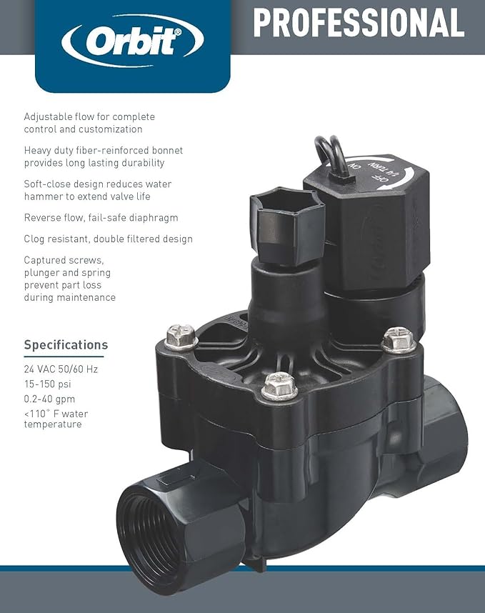 Orbit Pro 3/4" FPT L-Series Automatic Inline Sprinkler Valve with Flow Control - 57290