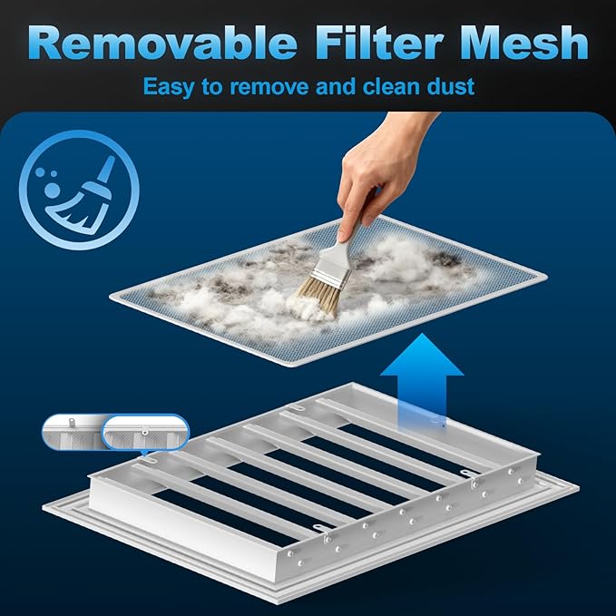 18" X 18" Gable Vents, Hon&Guan Aluminum Alloy Attic Vent with Removable Filter Mesh for Houses Door Vents for Exterior Doors [Vent Opening: 15.3” x 15.3”], White