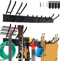 Wall Mount Garden Tool Organizer - 48 Inch Max Load 539lbs with14 PCS Adjustable Garden Tool Hanger Rack, Shovel Holder Wall Mount, Storage Hooks for Hanging in Garage