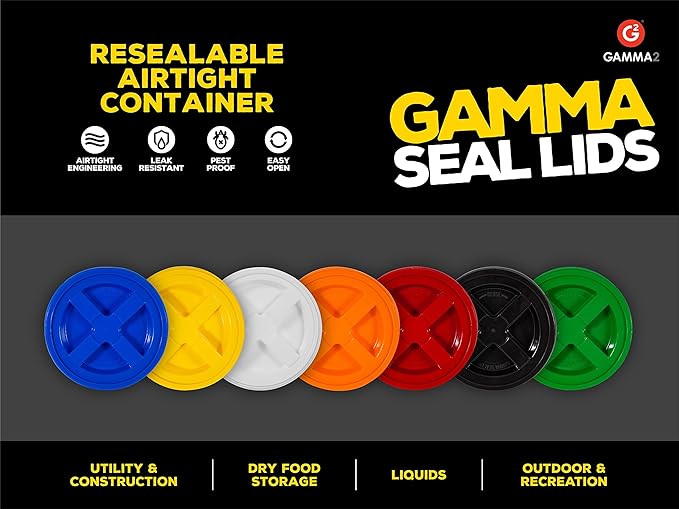 Gamma2 Gamma Seal Lid for Utility Buckets - Fits 3.5, 5, 6 & 7 gallon buckets, Orange, Made in USA (Pack of 12)