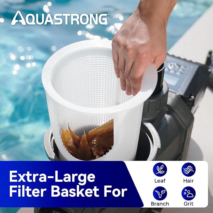 AQUASTRONG Variable Speed Pool Pump, 2 HP, 220V, 10566GPH, In/Above Pool Pump, Energy Efficient, High Flow, Powerful Self Primming Swimming Pool Pumps with Filter Basket