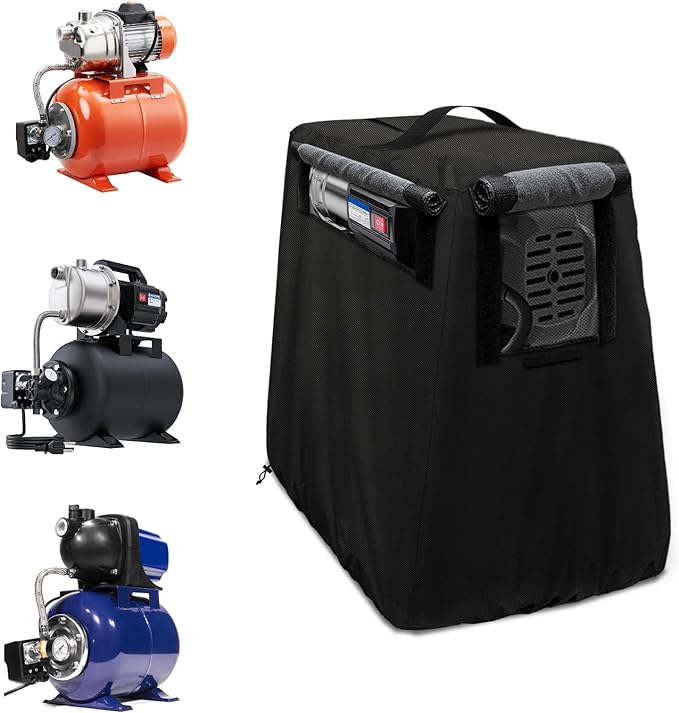 Rileytee Shallow Well Pump Cover for Automatic Water Booster Jet Pump,Outdoor 600D Heavy Duty Waterproof Anti-UV Shallow Jet Water Well Pump Cover