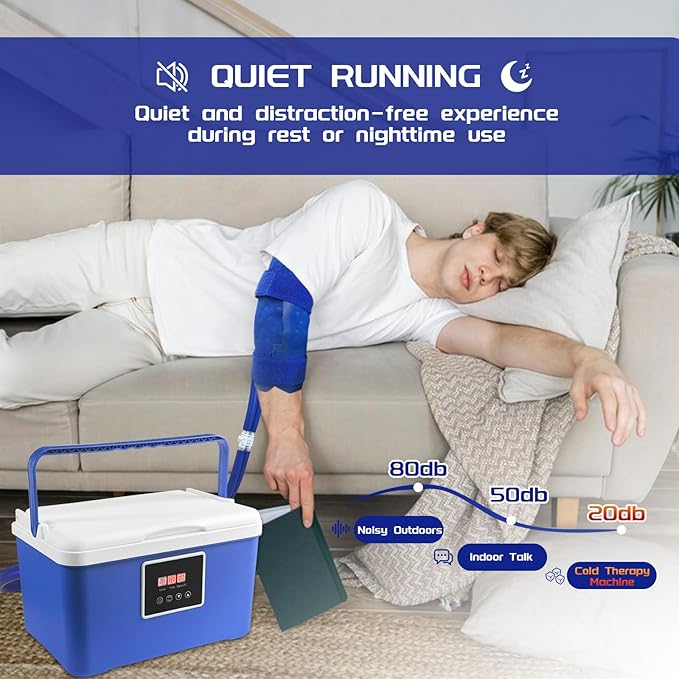 Cold Therapy Machine- Ice Therapy Machine for Knee, Large Capacity Water Tank, Quiet Pump, Adjustable Time and Flow Speed, for Sports Injuries, Knee Pains