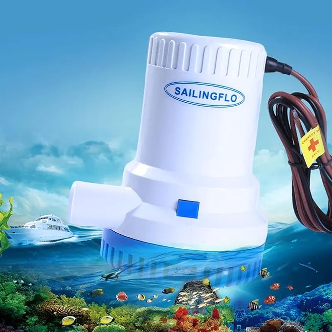 12V Bilge Pumps for Boats-2000 GPH 1-1/8"(29mm) Outlet High Flow Rate Non-AutIomatic Bilge Water Pump,Submersible Boat Accessories,Electric Marine Bilge Pump Waterproof Reset