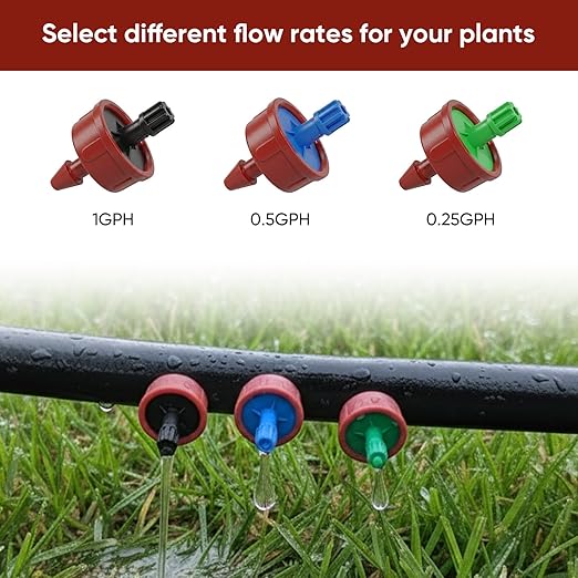 1 GPH Pressure Compensating Drippers for Garden System: Self-Cleaning Constant Flow Drippers for 1/4 Inch Drip Irrigation Tubing - Drip Irrigation Emitters for Drip Irrigation System Users (30pcs)
