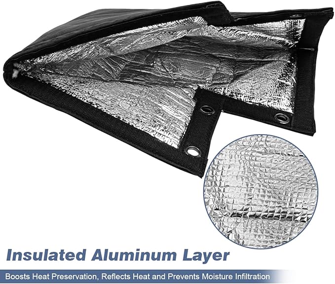 Insulated Backflow Preventer Cover- All-Season Pressure Vacuum Breaker Protection Pouch- Ideal for Water Wells and Sprinkler Valves- Shields from Sun & Freezing Temperatures- 12''W x 13''H (Black)