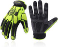 HANDLANDY HLDD Heavy Duty Work Gloves, TPR Protector Impact Gloves, Men Anti Vibration Mechanic Work Glove TouchScreen