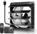 Xcity 10" Shutter Exhaust Fan with 6 ft Power Cord, AC Motor Attic Fan, Smart Variable Speed Remote Control (32.8ft Range), Auto Temp Timer, Wall Mount Fan for Home,Commercial, Garage, Waterproof