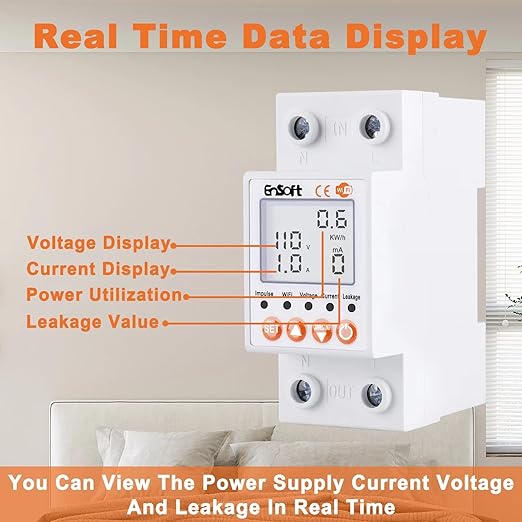 Multi-Functional Smart WiFi Circuit Breaker, Remote Tuya APP Control Circuit Breaker with Leakage, Over Current Over/Under Voltage Protection,Power Meter Energy Monitor and Timer Functions - AC110V