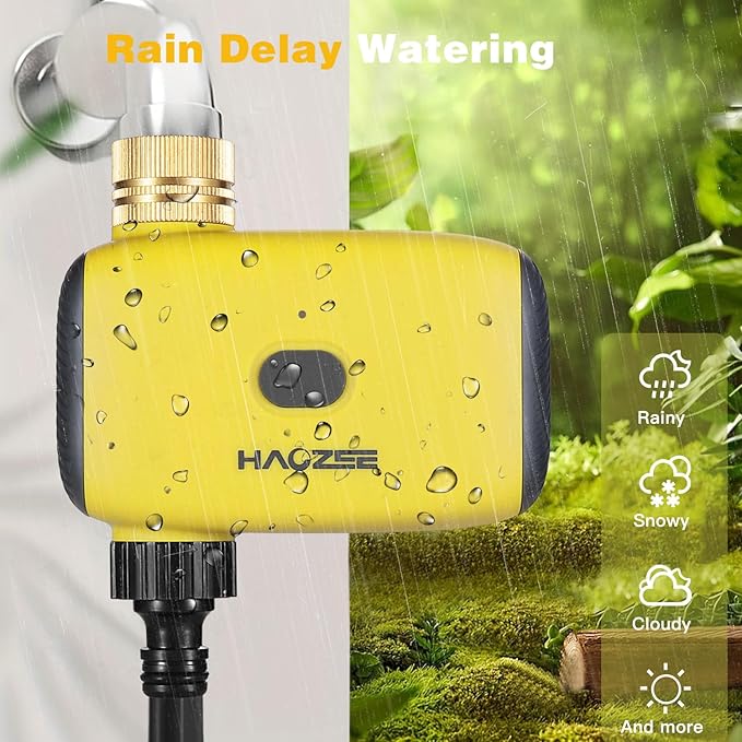 Haozee Smart Water Timer for Garden Hose, Sprinkler Timer for Watering,Requires Zigbee 3.0 Hub,Support Home Assistant Zigbee2mqtt,Automatic Irrigation Controller System for Lawns and Yard.