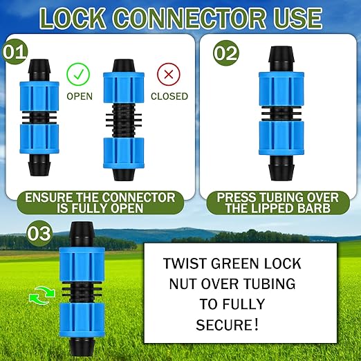 Tondiamo 50 Pcs Garden 5/8" Drip Irrigation Tape Tubing Fittings Kit Include Connector, Tee Coupling, Elbows, End Cap, On/Off Valve Barb for Most 16-17 mm Tubing Irrigation System(Blue)