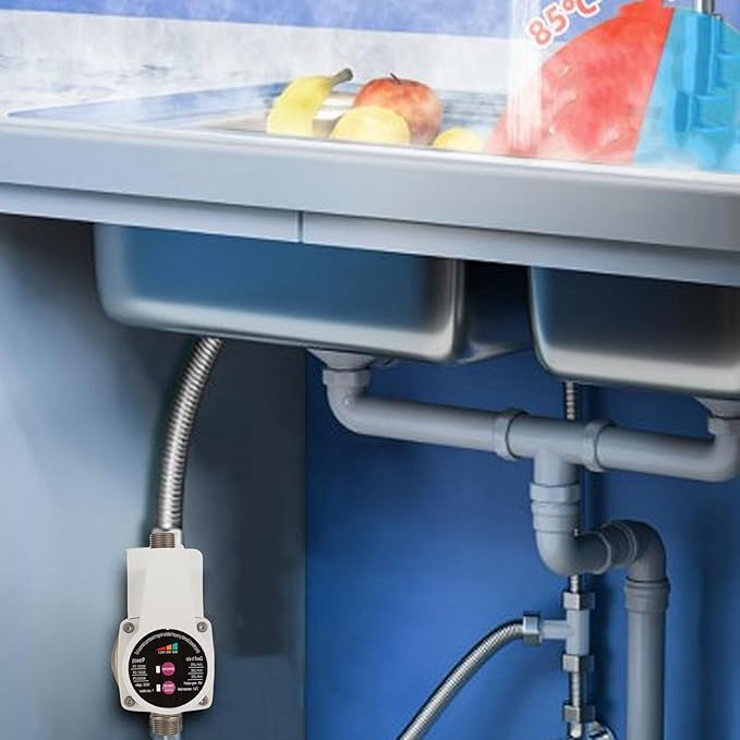 Generic Booster Pump, Brushless Motor DC Solar Powered, Boost Speed for Toilets Showers Faucets, Safe Intake Sensing, Energy Efficient, Suitable for Kitchens, Hot Systems (US Plug)
