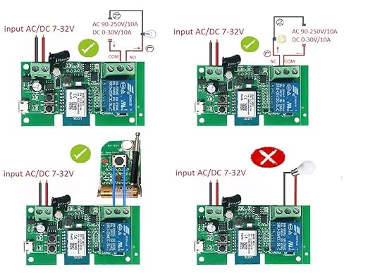 WiFi Wireless Smart Switch Relay Module for Smart Home 5V 5V/12V，Ba Applied to Access Control, Turn on PC, Garage Door (1CH Smart Life app)
