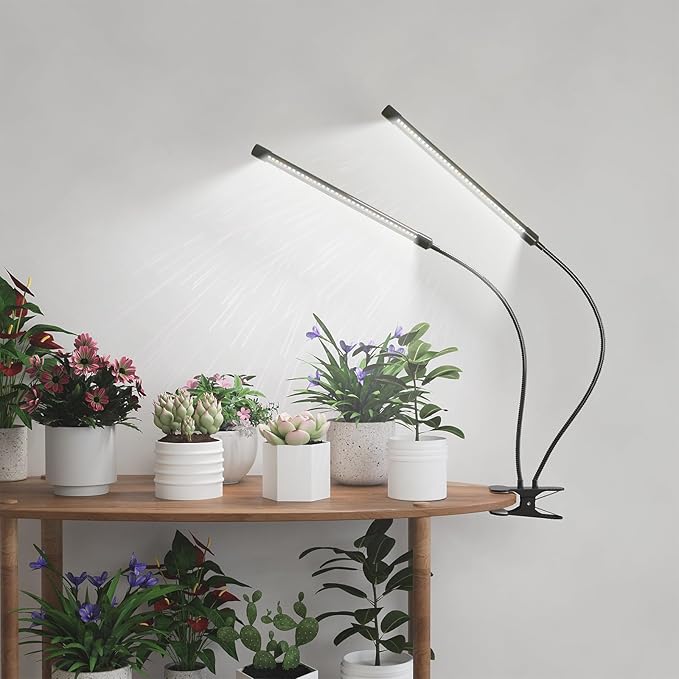 GHodec Grow Light,Full Spectrum White 84 LED Clip Plant Lights for Indoor Plants Growing, 4/8/12H Timer & 5 Dimmable Levels (80W)