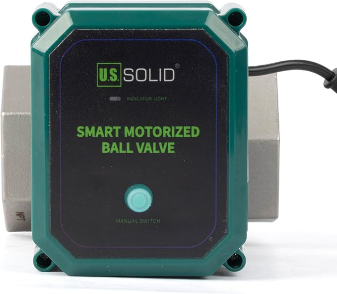 U.S. Solid 1-1/2" Smart Motorized Ball Valve - Remote App Mobile Control NSF Certified 304SS Electrical Ball Valve with Manual Switch, 5V DC USB Connection