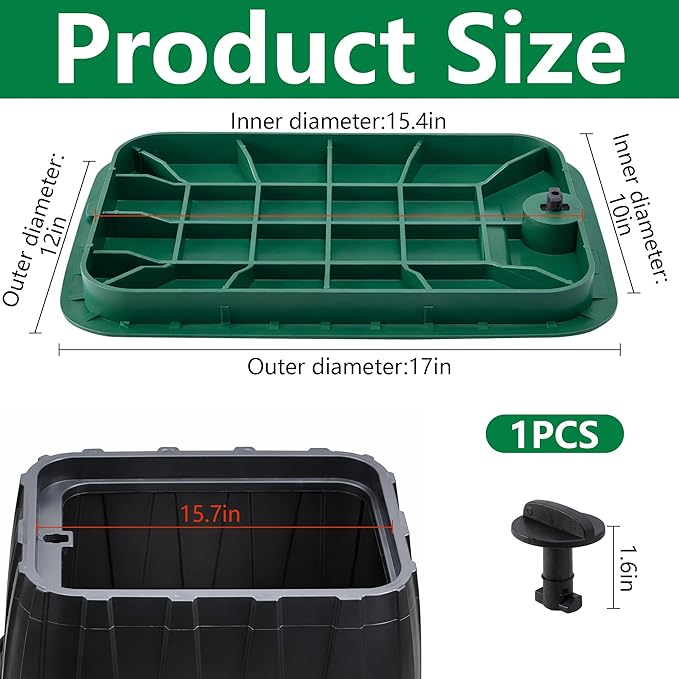 EBaokuup 12 x 17 Inch Irrigation Valve Box Cover, Rectangular Sprinkler Valve Lids with Plug, Sprinkler Valve Cover Replacement for Outdoor Irrigation Watering Equipment, Only Covers, Box Not Included