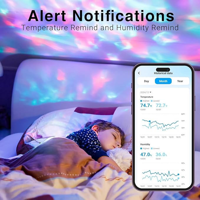 DAYBETTER Smart WiFi Thermometer Hygrometer, 2.4G Indoor Temperature Humidity Sensor with Real-Time App Alerts, Temperature Humidity Monitor for Home Nursery Greenhouse Pet 2 Pack